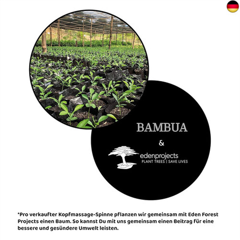 BAMBUA - Kopfmassage Spinne Mit 24 Fingern - Bambusgriff - Hergestellt Aus