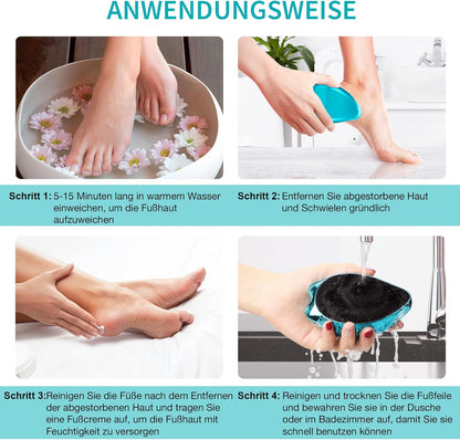 2In1 Nano Glas Hornhautentferner,Hochwirksame Hornhaut Entfernung Für Nass&Trocken Füsse,Professionelle Hornhautfeile Hornhautraspel Zur Fußpflege Sicher&Schnell Hornhautentfernung (Blau)