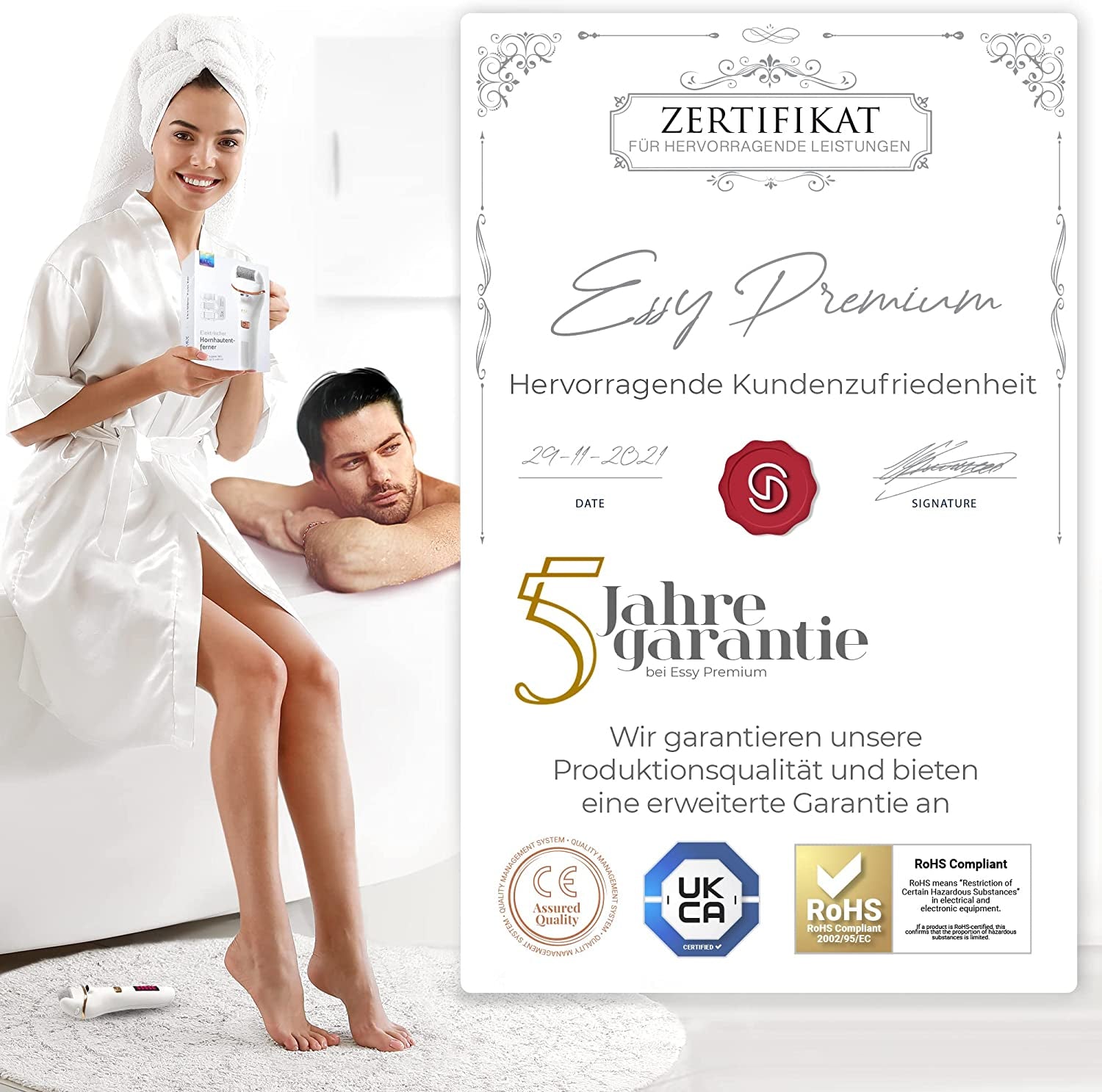 Essy Hornhautentferner Elektrisch Testsieger Mit 5 Ersatzrollen Hornhaut Entfernen Elektrischer Hornhautentferner Fußpflegegerät Pediküre Set Elektronisch Fußpflege Hornhautfeile (White)