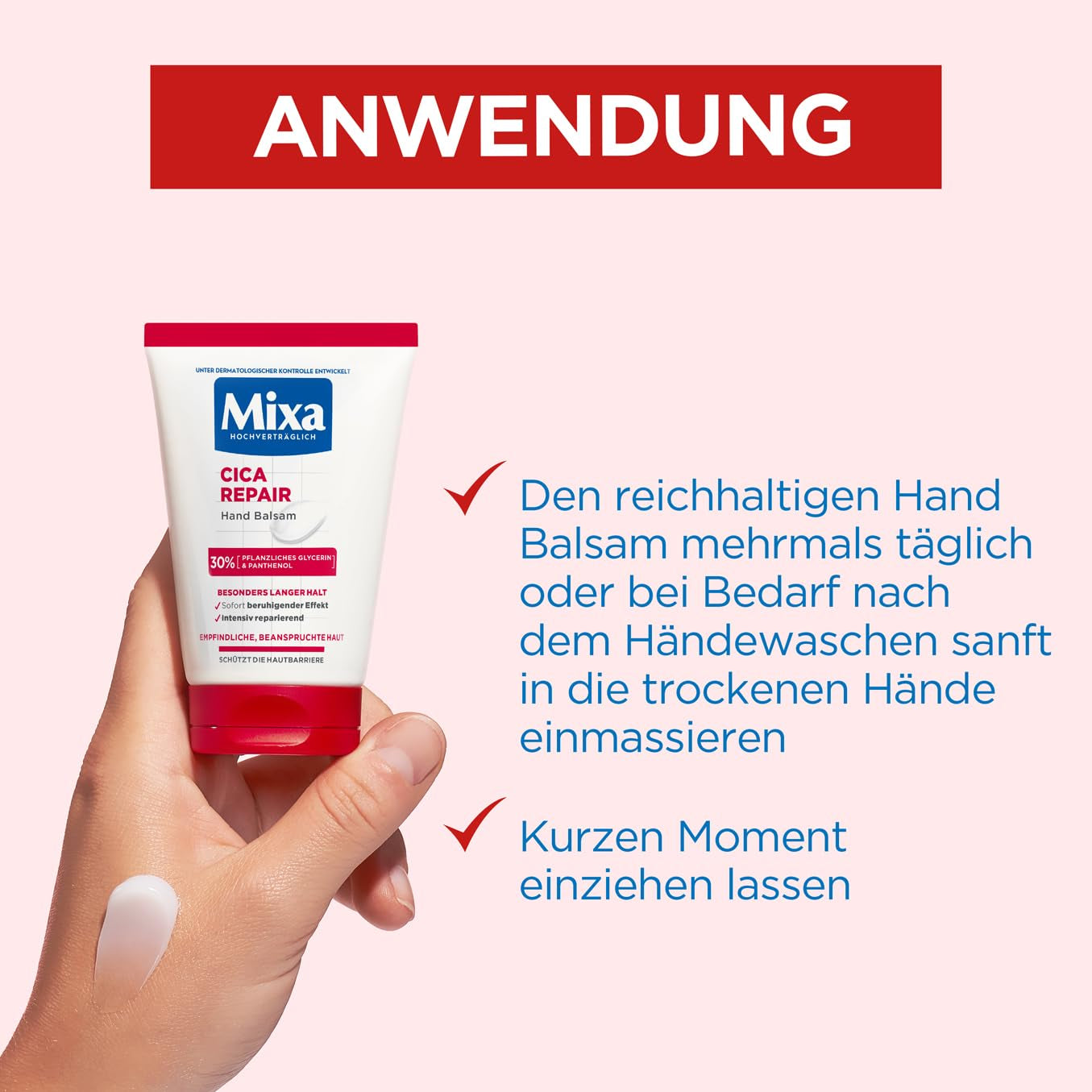Mixa Cica Repair Hand Balsam, Feuchtigkeitsspendende Und Intensiv Reparierende Handcreme, 50 Ml