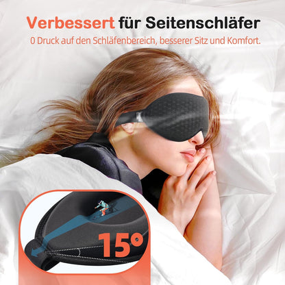 INNELO Schlafmaske Für Herren Frauen, 2024 Bequeme Atmungsaktive 3D Augenmaske, Mit Tiefen Augenhöhlen Und Erhöhten Nasenpads, 100％ Lichtblockierende Schlafbrille Mit Memory Foam Für Reisen, Schwarz