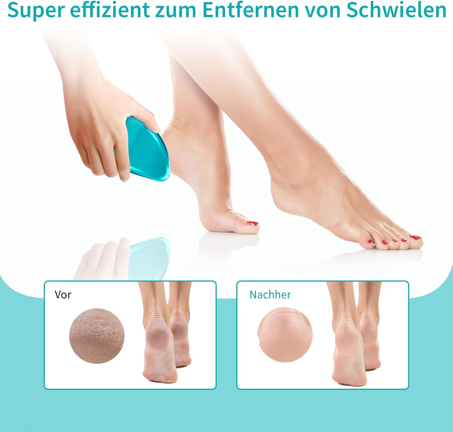 2In1 Nano Glas Hornhautentferner,Hochwirksame Hornhaut Entfernung Für Nass&Trocken Füsse,Professionelle Hornhautfeile Hornhautraspel Zur Fußpflege Sicher&Schnell Hornhautentfernung (Blau)