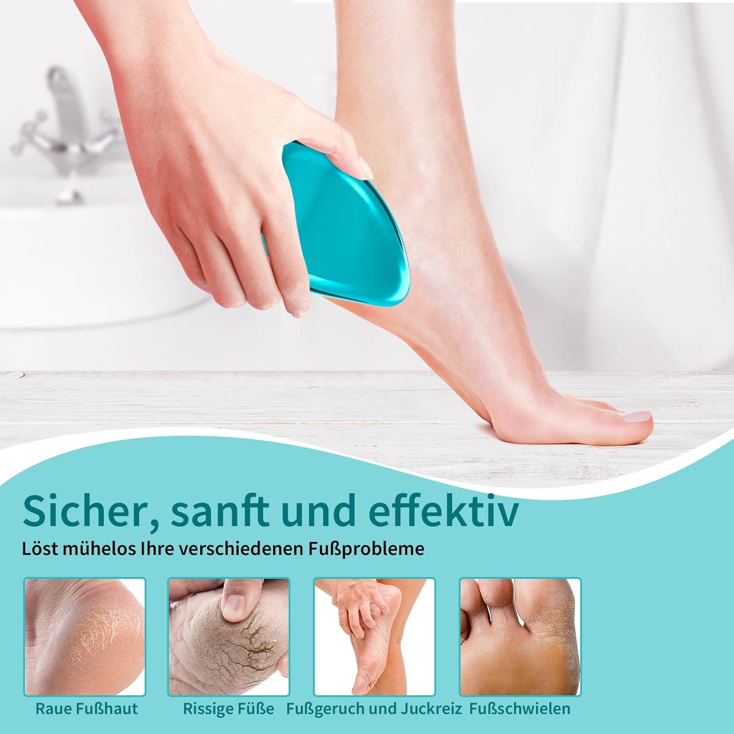 2In1 Nano Glas Hornhautentferner,Hochwirksame Hornhaut Entfernung Für Nass&Trocken Füsse,Professionelle Hornhautfeile Hornhautraspel Zur Fußpflege Sicher&Schnell Hornhautentfernung (Blau)